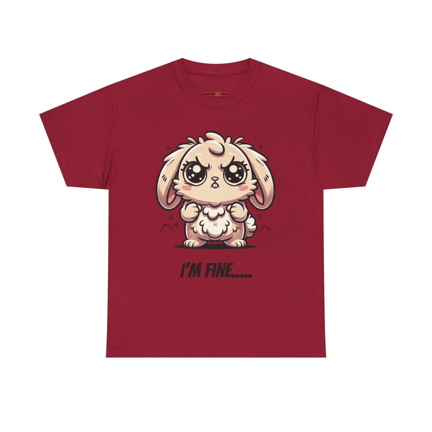 Cute Cartoon Bunny Tee - 'I'm Fine...' Unisex Heavy Cotton T-Shirt