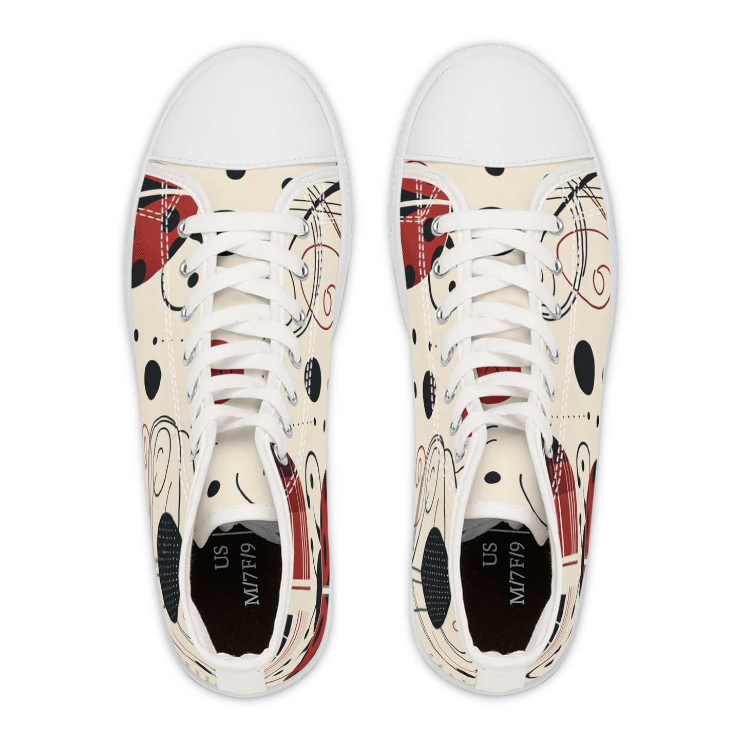 Sneakers, Ladybug High Tops, Modern Bug Pattern Shoes, Women's Fashion Footwear, Stylish Sneaker Gift, Trendy Bug Print Sneakers