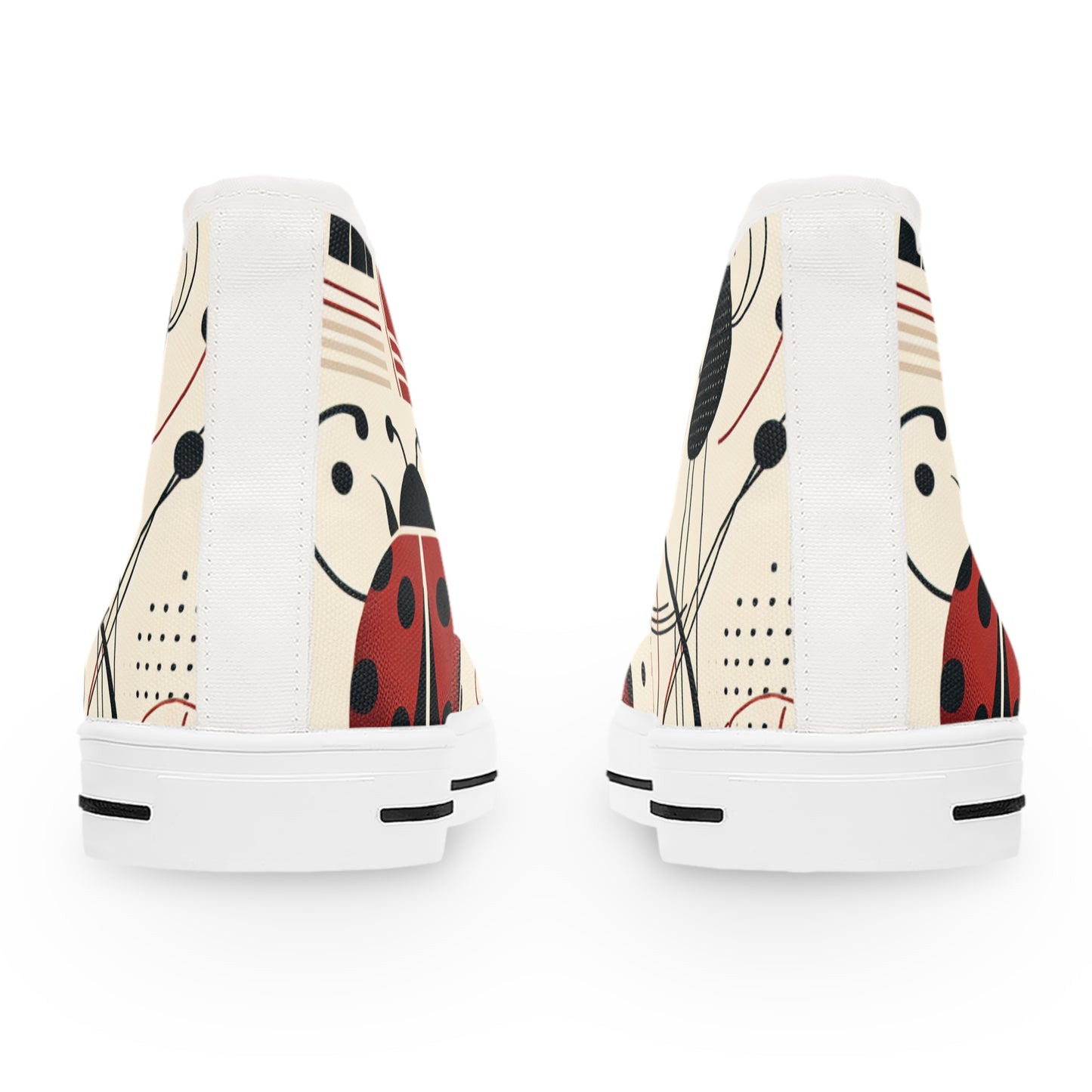 Sneakers, Ladybug High Tops, Modern Bug Pattern Shoes, Women's Fashion Footwear, Stylish Sneaker Gift, Trendy Bug Print Sneakers