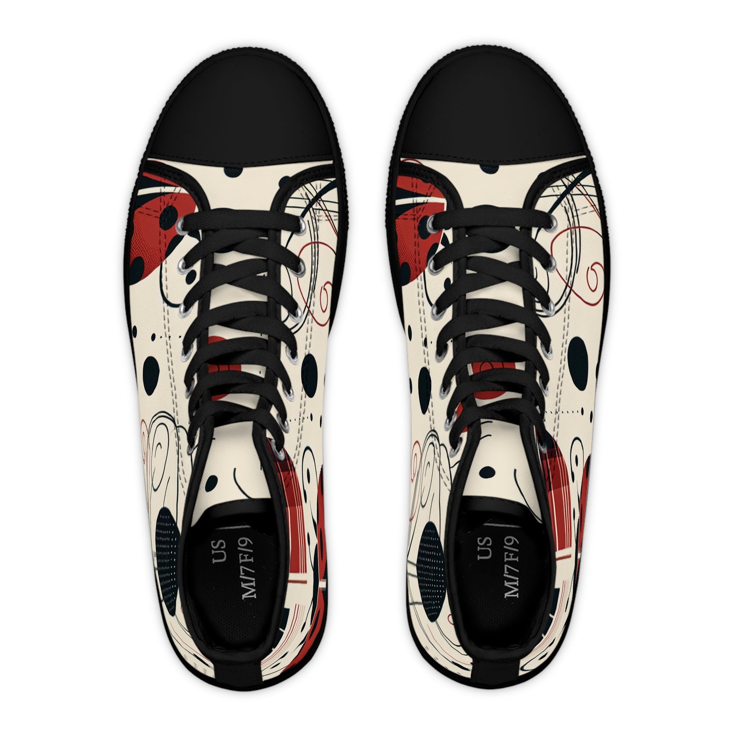 Sneakers, Ladybug High Tops, Modern Bug Pattern Shoes, Women's Fashion Footwear, Stylish Sneaker Gift, Trendy Bug Print Sneakers