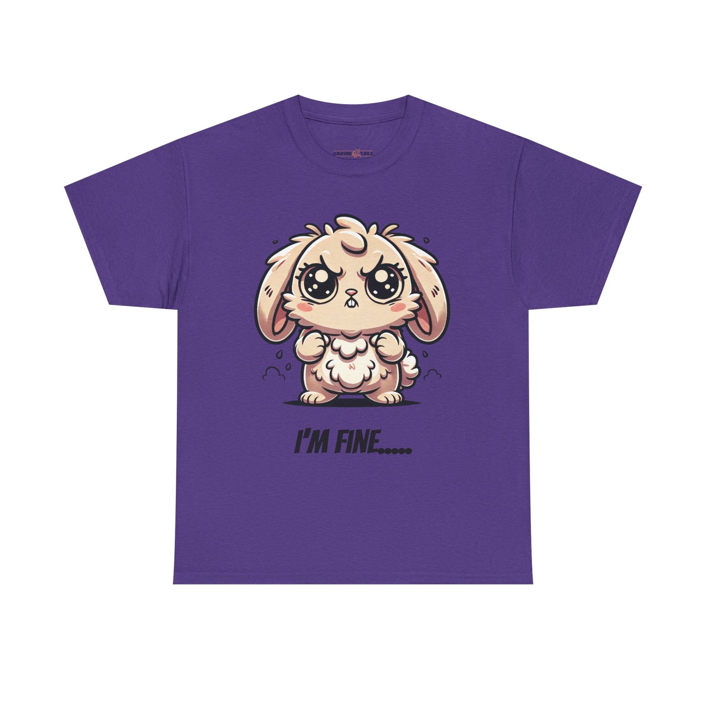 Cute Cartoon Bunny Tee - 'I'm Fine...' Unisex Heavy Cotton T-Shirt