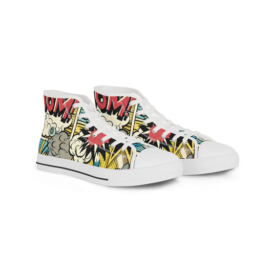 Comic Book Style High Top Sneakers, Vibrant Graphic Sneakers for Comic Fans, Unique Footwear for Casual Outings, Birthday Gifts, Pop Art