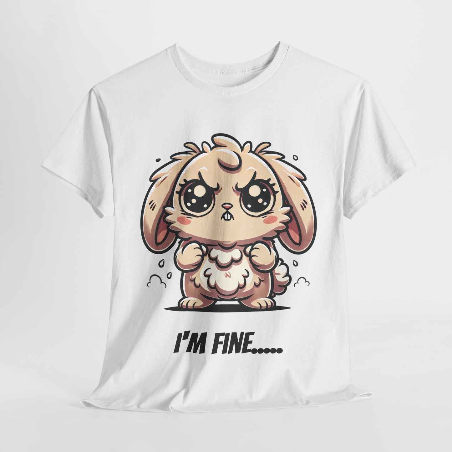 Cute Cartoon Bunny Tee - 'I'm Fine...' Unisex Heavy Cotton T-Shirt