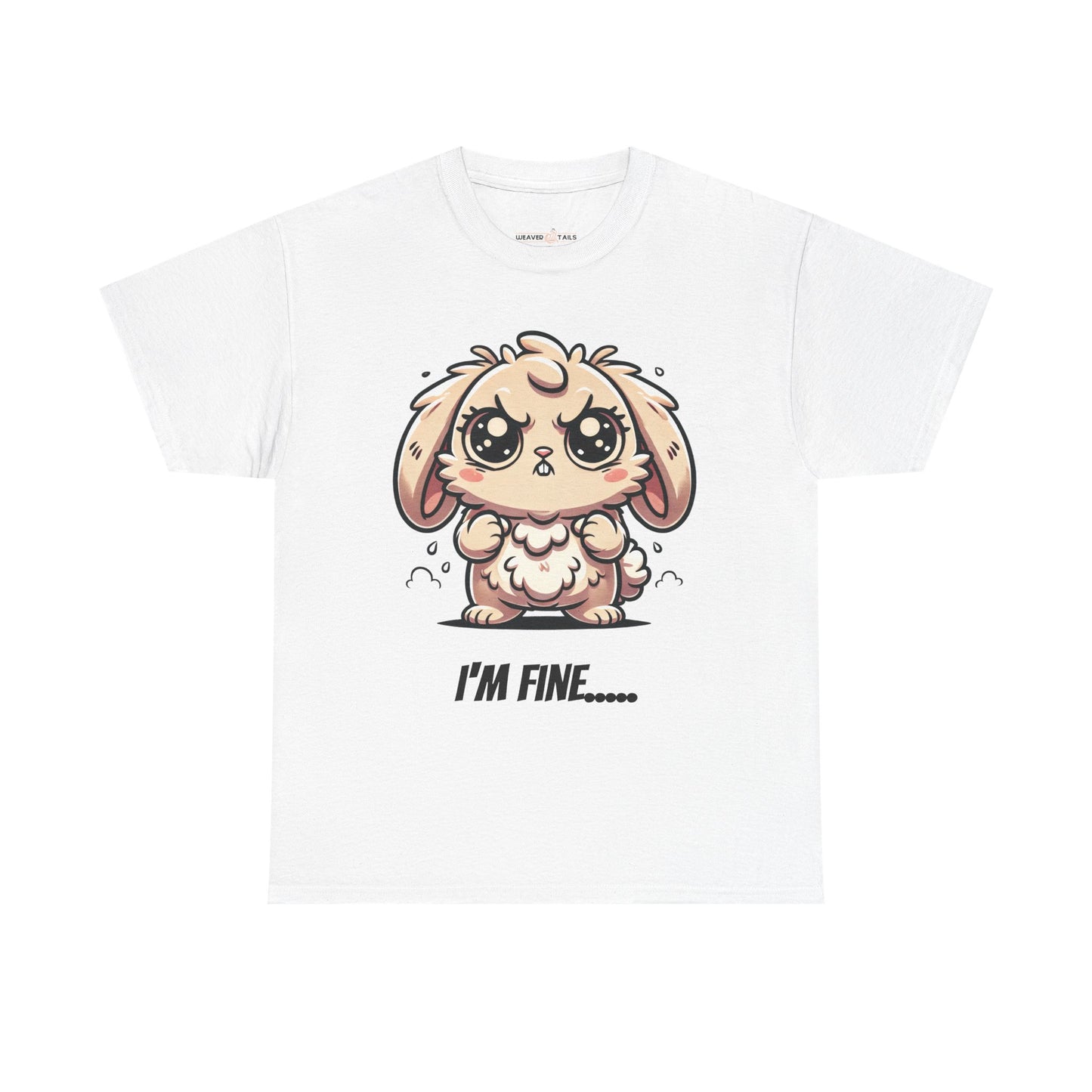 Cute Cartoon Bunny Tee - 'I'm Fine...' Unisex Heavy Cotton T-Shirt